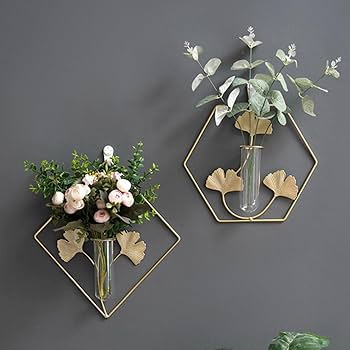 Amazon.co.jp: YJFFQ 壁掛け 花瓶 03ゴールド アイアン 花瓶